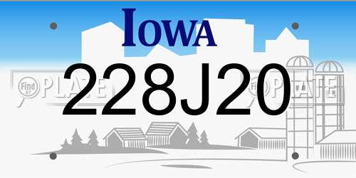 228J20 Iowa License Plate