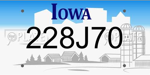 228J70 Iowa License Plate