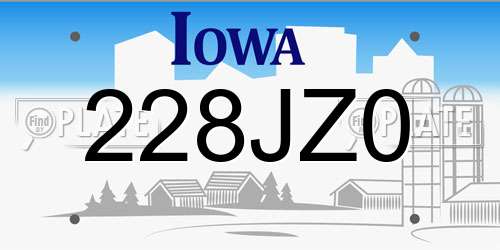 228JZ0 Iowa License Plate