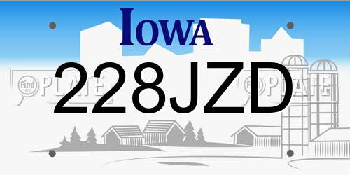 228JZD Iowa License Plate