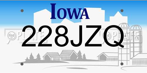 228JZQ Iowa License Plate