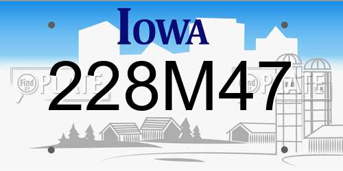 228M47 Iowa License Plate