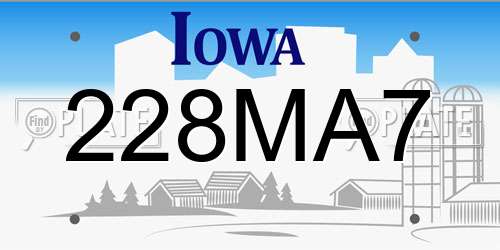 228MA7 Iowa License Plate