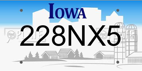 228NX5 Iowa License Plate