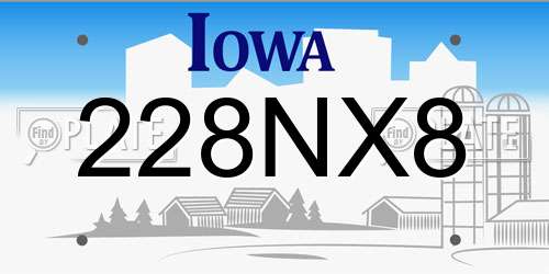 228NX8 Iowa License Plate
