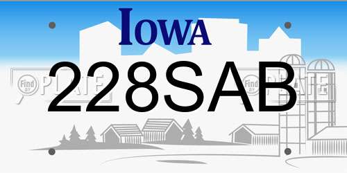 228SAB Iowa License Plate