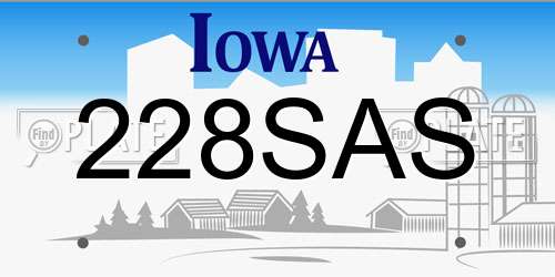 228SAS Iowa License Plate