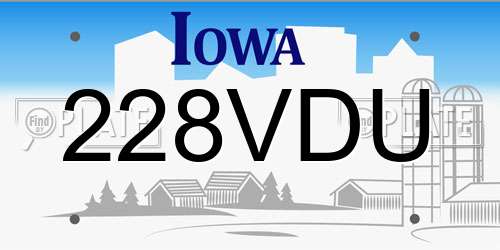 228VDU Iowa License Plate
