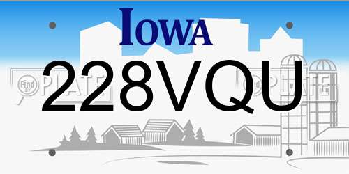 228VQU Iowa License Plate