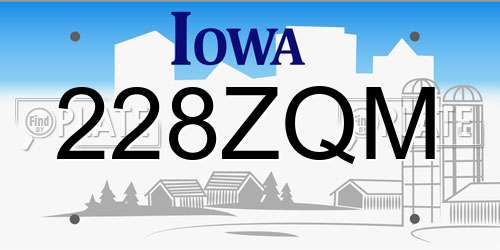 228ZQM Iowa License Plate