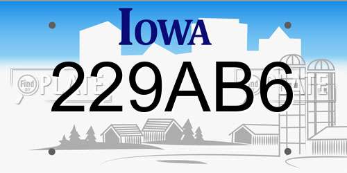 229AB6 Iowa License Plate