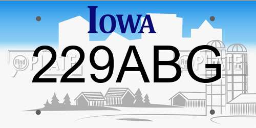229ABG Iowa License Plate