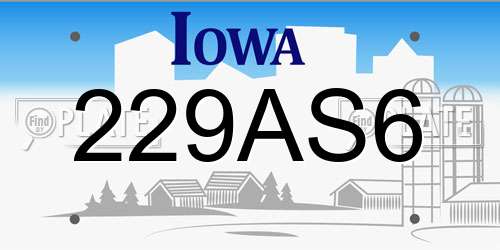 229AS6 Iowa License Plate