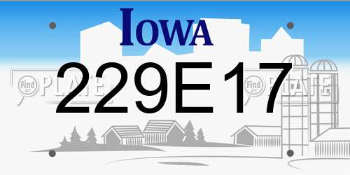 229E17 Iowa License Plate