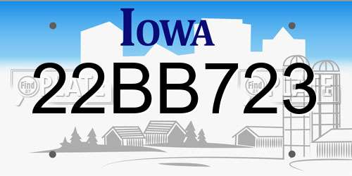 22BB723 Iowa License Plate