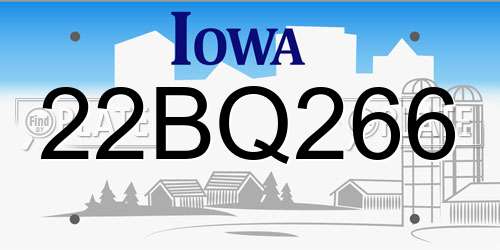 22BQ266 Iowa License Plate