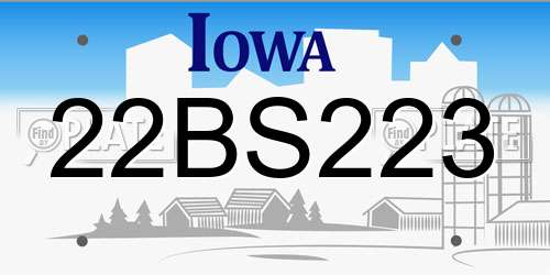 22BS223 Iowa License Plate