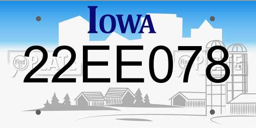 22EE078 Iowa License Plate