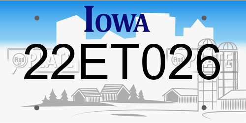 22ET026 Iowa License Plate