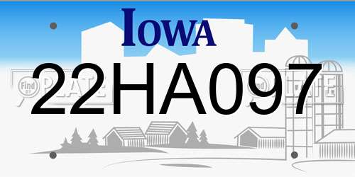 22HA097 Iowa License Plate