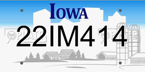 22IM414 Iowa License Plate