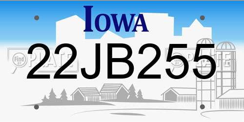 22JB255 Iowa License Plate