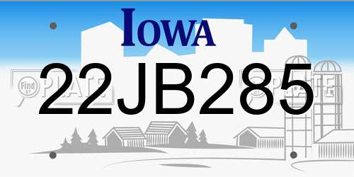 22JB285 Iowa License Plate