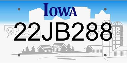 22JB288 Iowa License Plate