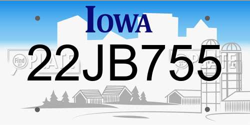 22JB755 Iowa License Plate