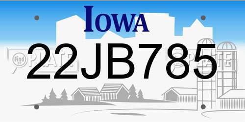 22JB785 Iowa License Plate