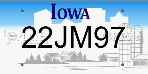 22JM97 Iowa License Plate