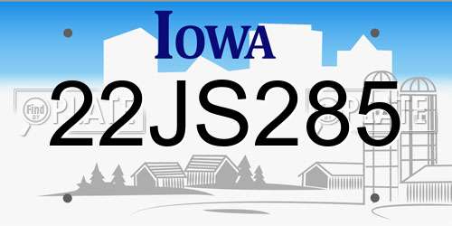 22JS285 Iowa License Plate