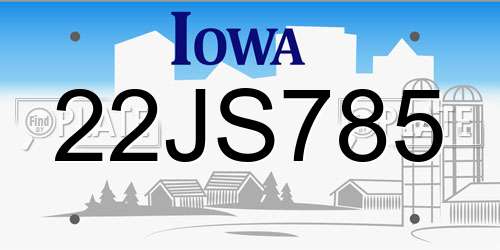 22JS785 Iowa License Plate