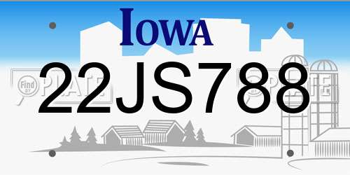 22JS788 Iowa License Plate