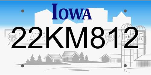 22KM812 Iowa License Plate