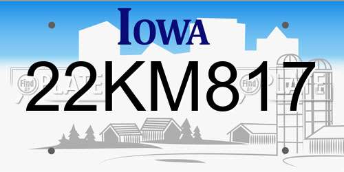 22KM817 Iowa License Plate
