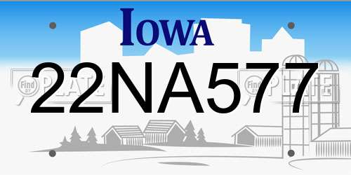 22NA577 Iowa License Plate