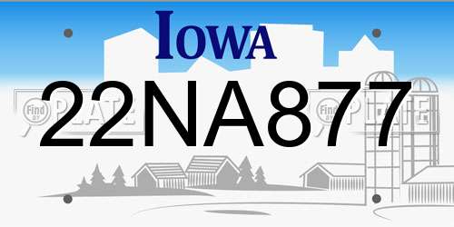 22NA877 Iowa License Plate