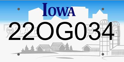 22OG034 Iowa License Plate