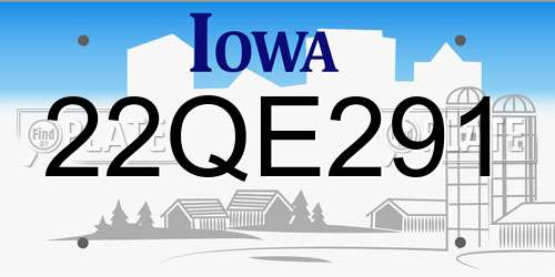 22QE291 Iowa License Plate