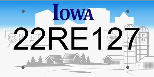 22RE127 Iowa License Plate