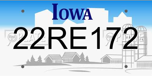 22RE172 Iowa License Plate