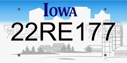 22RE177 Iowa License Plate