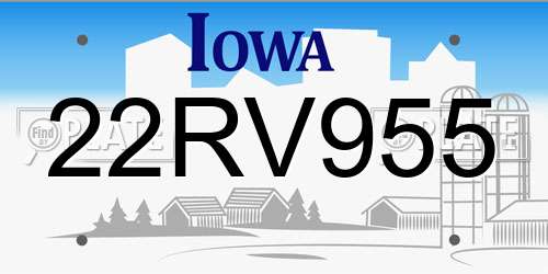 22RV955 Iowa License Plate