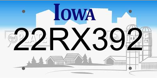 22RX392 Iowa License Plate