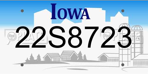 22S8723 Iowa License Plate