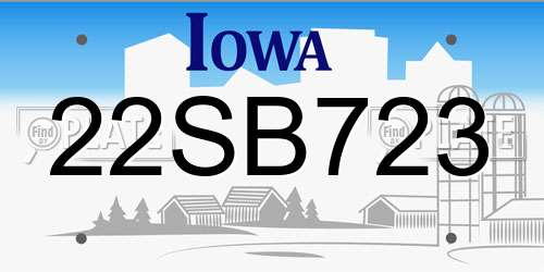 22SB723 Iowa License Plate
