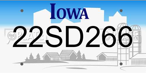 22SD266 Iowa License Plate