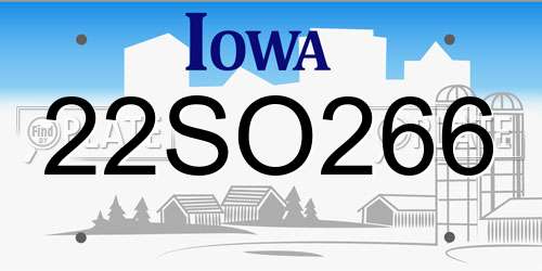 22SO266 Iowa License Plate