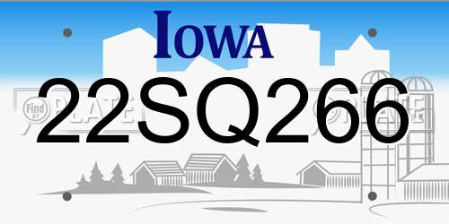 22SQ266 Iowa License Plate